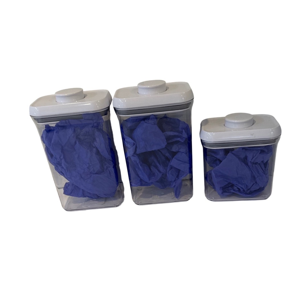 OXO Good Grips POP 3-Piece Airtight Food Storage Container Set Clear White